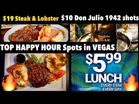 7 BEST HAPPY HOUR Eats & Drinks in VEGAS 🔥 #vegasbars vegaseats #vegas