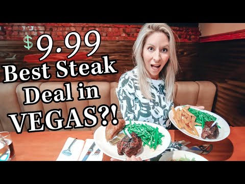 $9.99 STEAK in LAS VEGAS?! | BEST Steak Deal in Vegas🥩Ellis Island Casino SECRETS & Vegas Tips